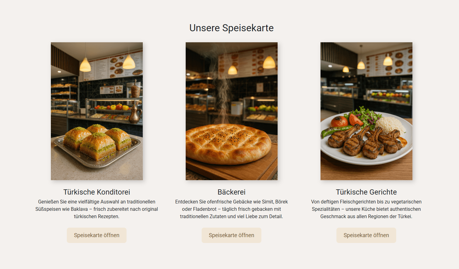 Gözde Restaurant - Portfolio Projekt von Hobe Digital. Revolutionäre Restaurant-Website mit KI-Menü, interaktivem Bestellsystem und AI-Food-Fotografie.